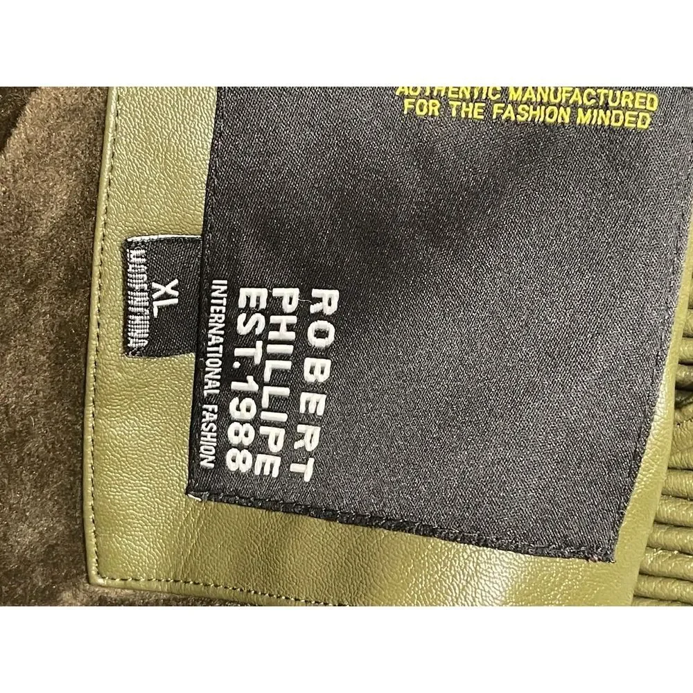 Men's Olive Green Jacket Robert Phillipe Jacket‎ Removeable Fur Hood